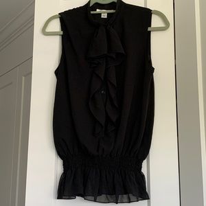 Kenneth Cole New York Sleeveless Ruffle Blouse size 4 Black